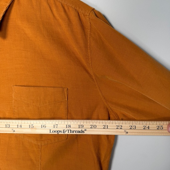 Vintage L.L.Bean Corduroy Shacket Shirt Womens 14 Mustard Gold 90s - Picture 11 of 12